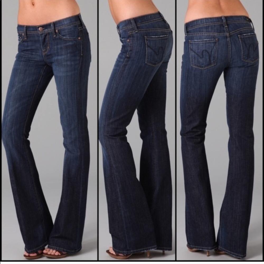 COH Ingrid Low Waist Flare Denim Jeans Dark Wash